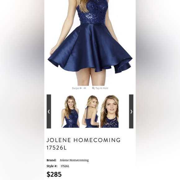 JOLENE navy satin and sequin halter dress SZ 10 - Picture 2 of 6